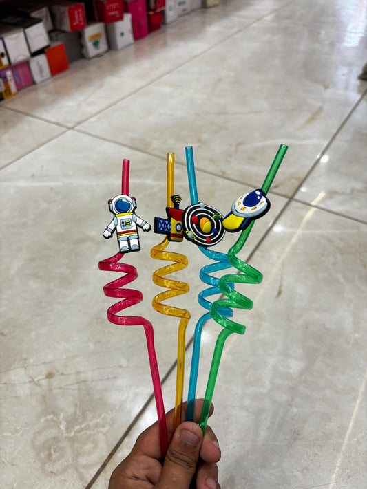 set of 4 Crazy Straw Set for Kids | Fun 3D Animal Drinking Straws