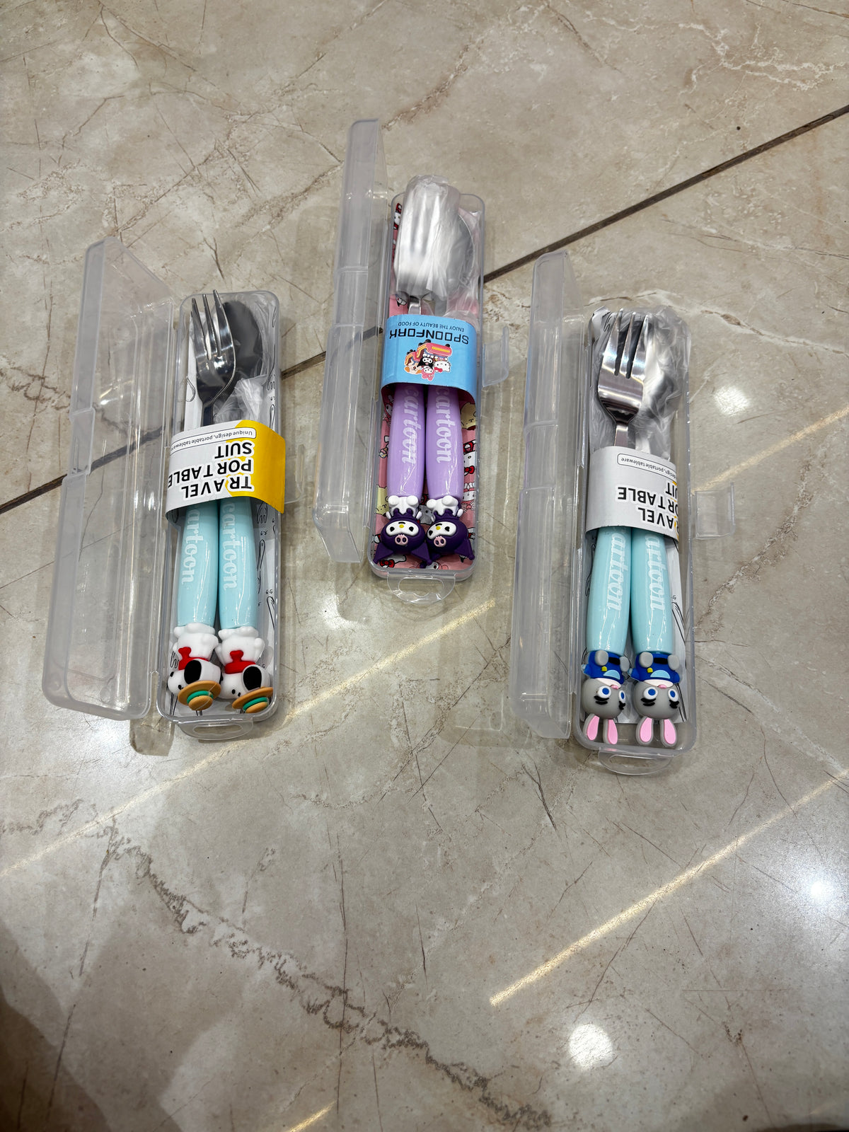 Cute Cartoon Spoon & Fork Set for Boys & Girls 🧸 | Kids’ Travel Cutlery Set