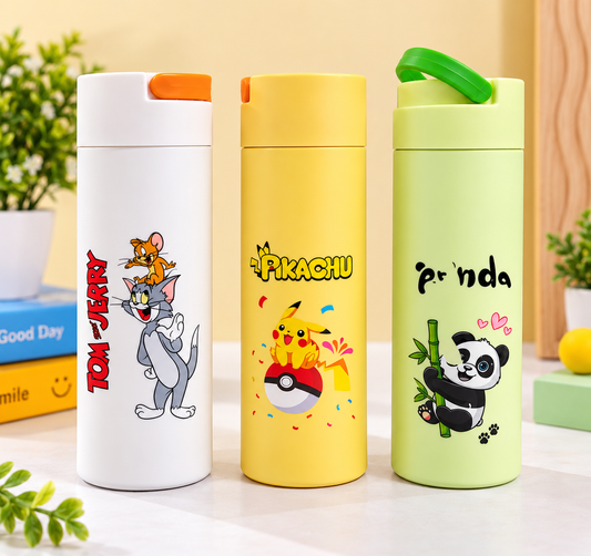 500ml Cute Cartoon Character Water Bottle for Kids – Colorful School Bottle 💧