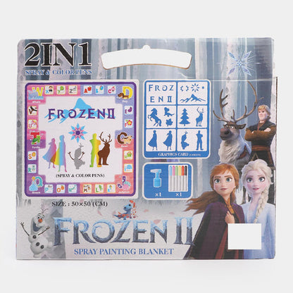 2-in-1 Frozen Spray Painting & Coloring Blanket for Kids – Washable & Reusable Art Activity Set