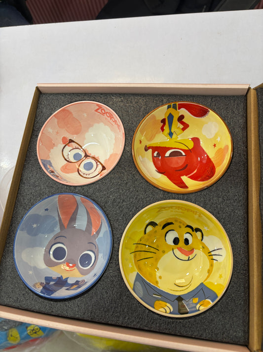 Disney Zootopia Ceramic Bowl Set of 4 – Cartoon Printed Dinnerware Gift Set