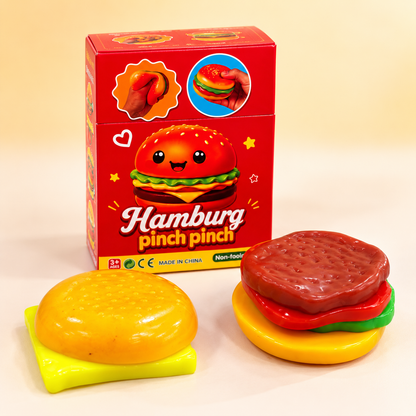 Hamburger Pinch Pinch Squishy Toy – Realistic Burger Stress Relief Toy for Kids