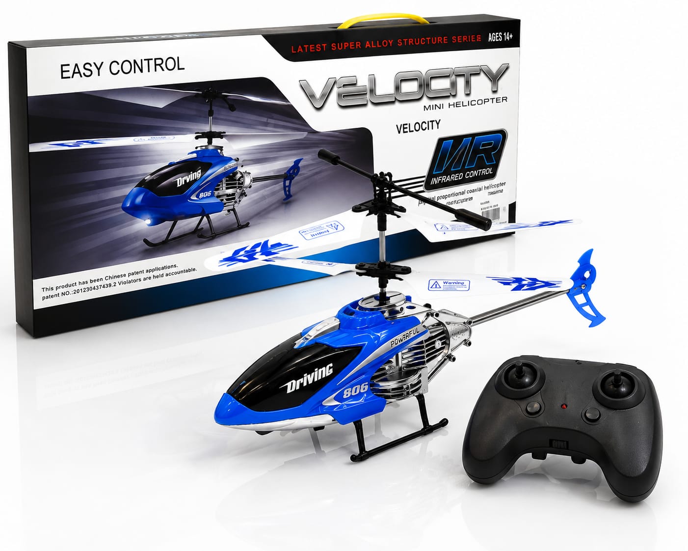New Remote-Control Velocity Flying Blue and White Helicopter
