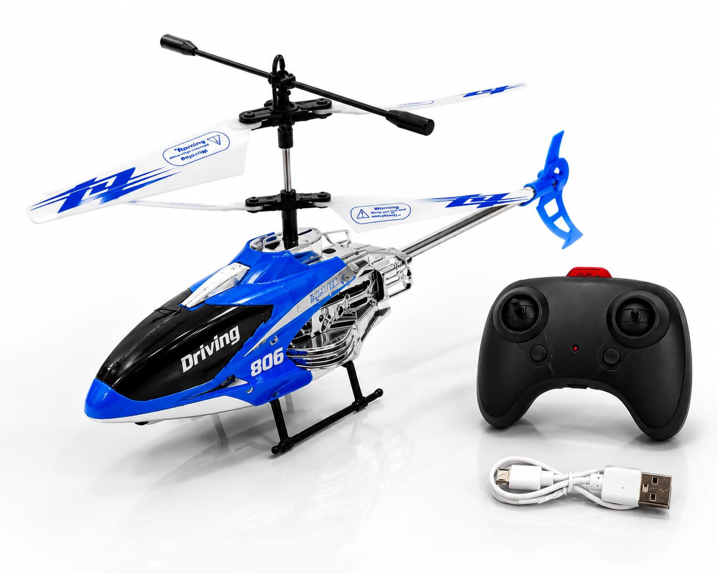 New Remote-Control Velocity Flying Blue and White Helicopter with Cable
