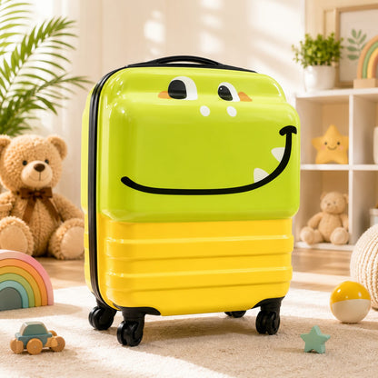 Kids Cartoon Hard Shell Trolley Suitcase with 360° Spinner Wheels | Lightweight Travel Luggage for Children