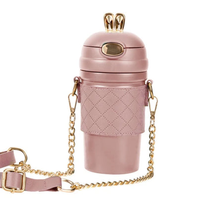 Stainless Steel Insulated Water Bottle Bouncing Straw Cup Can Crossbody Children′s Cup Portable Water Cup