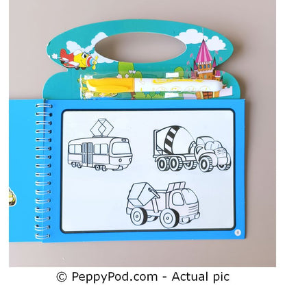 Vehicles Magic Water Book – Doodling and Coloring Fun