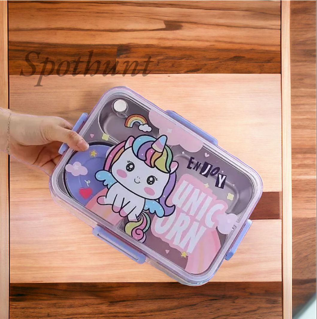 SCHOOLISH CARTOON BOX 3 Containers Lunch Box 750 ml - PACK OF 1 - COLOR MAY VARY