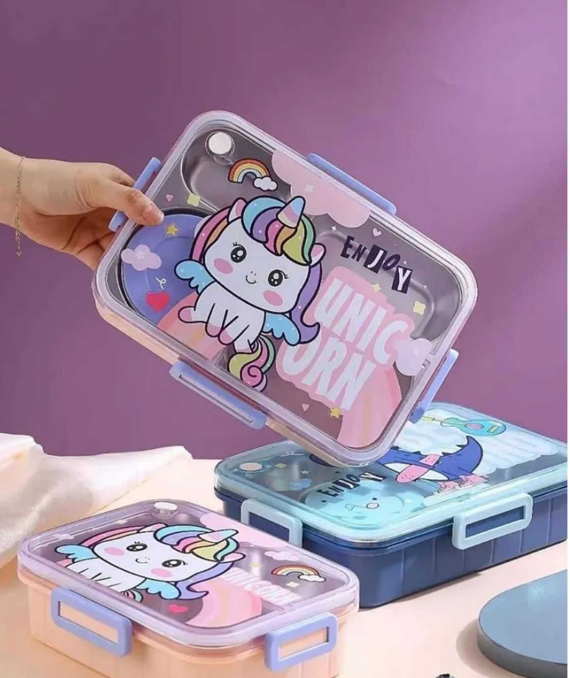 SCHOOLISH CARTOON BOX 3 Containers Lunch Box 750 ml - PACK OF 1 - COLOR MAY VARY