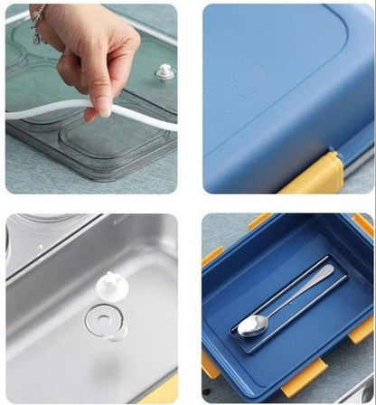 Spothunt Lunch Box for Kids – 3 Compartment Insulated Lunch Box Stainless Steel Tiffin Box for Boys, Girls, School & Office Men 750 ml