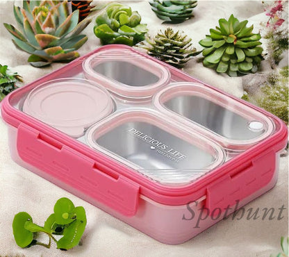 Spothunt 4-Compartment Bento Lunch Box With Bowl: 100% Leak-Proof Design For Convenient And Mess-Free Dining