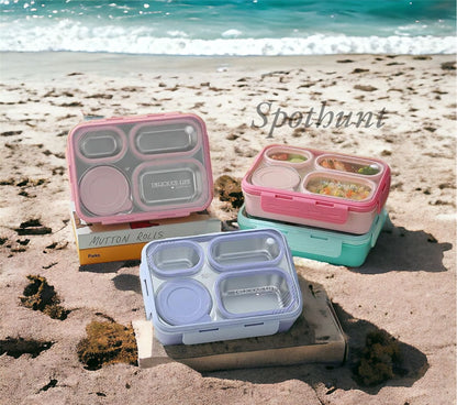 Spothunt 4-Compartment Bento Lunch Box With Bowl: 100% Leak-Proof Design For Convenient And Mess-Free Dining