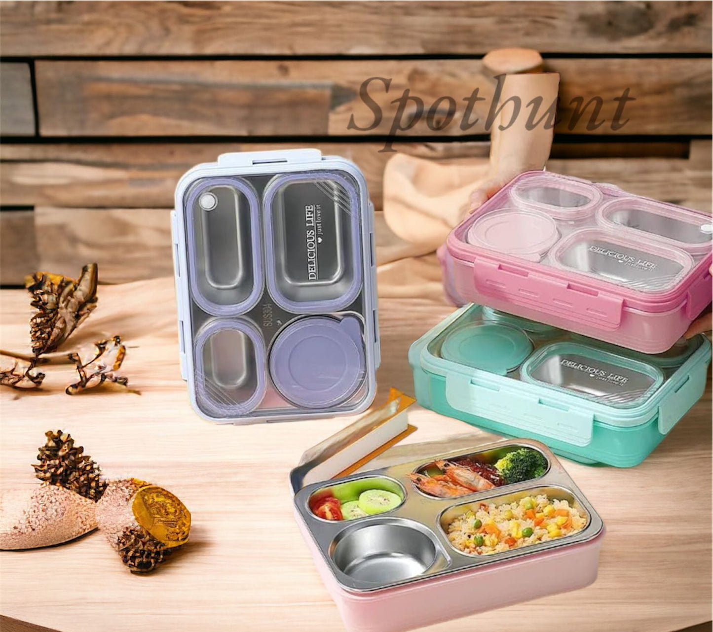Spothunt 4-Compartment Bento Lunch Box With Bowl: 100% Leak-Proof Design For Convenient And Mess-Free Dining