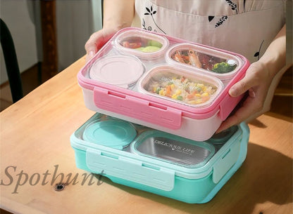 Spothunt 4-Compartment Bento Lunch Box With Bowl: 100% Leak-Proof Design For Convenient And Mess-Free Dining