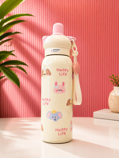 Kids Stainless Steel Insulated Water Bottle 620ml | Leakproof Vacuum Flask | BPA-Free Hot & Cold Bottle with Straw & Carry Strap | School, Travel & Outdoor