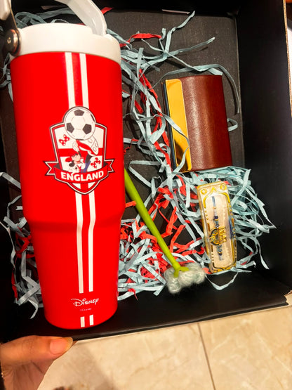 Football Theme Rakhi Hamper for Boys – Water Bottle, Wallet, Flower Pen & Rakhi Gift Set