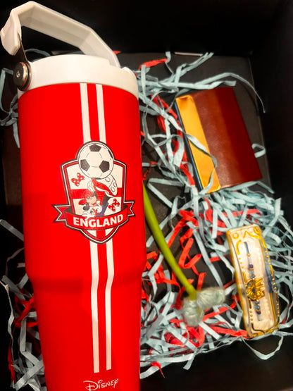 Football Theme Rakhi Hamper for Boys – Water Bottle, Wallet, Flower Pen & Rakhi Gift Set