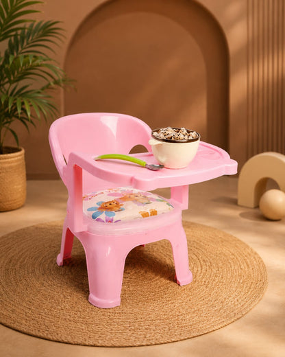 Cute Baby Feeding Chair with Tray | Plastic Baby Booster Chair | Kids Highchair for Feeding & Dining | Red