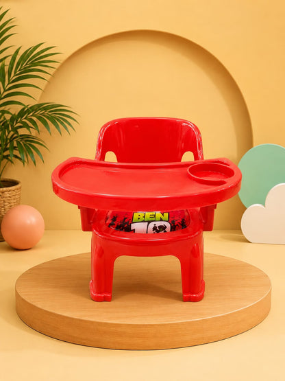 Cute Baby Feeding Chair with Tray | Plastic Baby Booster Chair | Kids Highchair for Feeding & Dining | Red