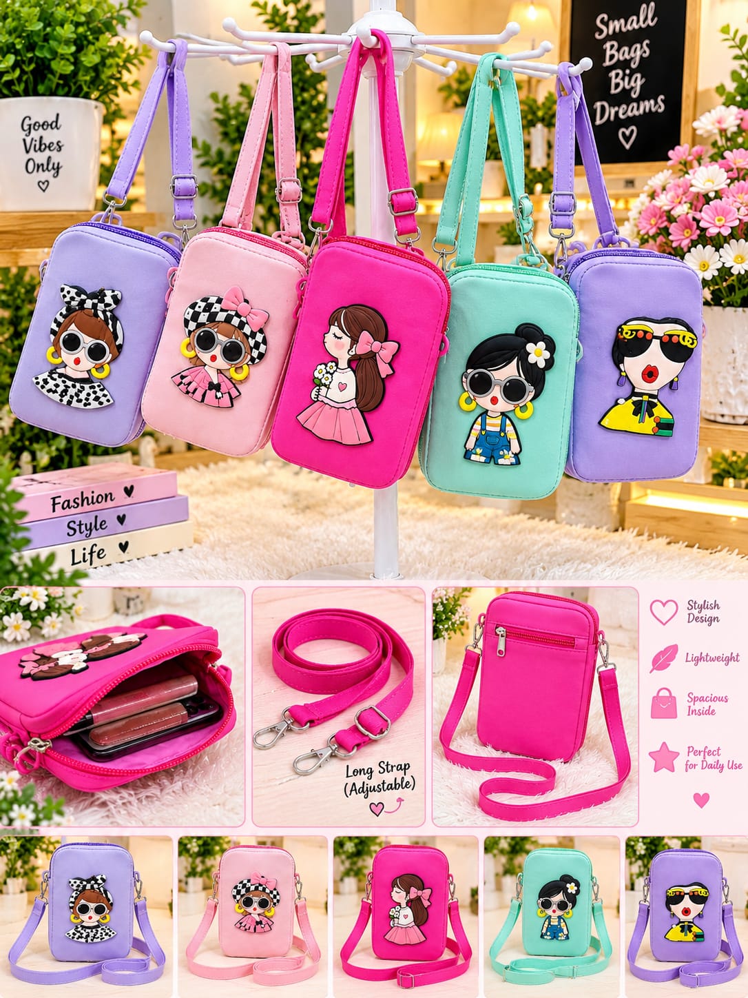“Mini Silicone Sling Bag for Women & Kids – Lightweight Hands-Free Crossbody with Adjustable Strap & LED Lights”