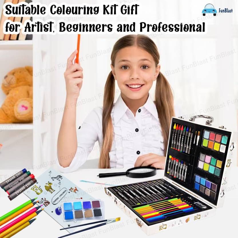 Color Box with Multiple Coloring Kit with wooden Storage Art Set