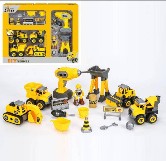 Construction DIY Assembly Toy Disassembling Trucks Play Set Unbreakable Vehicle