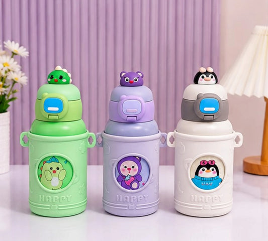 Cartoon Kids Straw Water Bottle