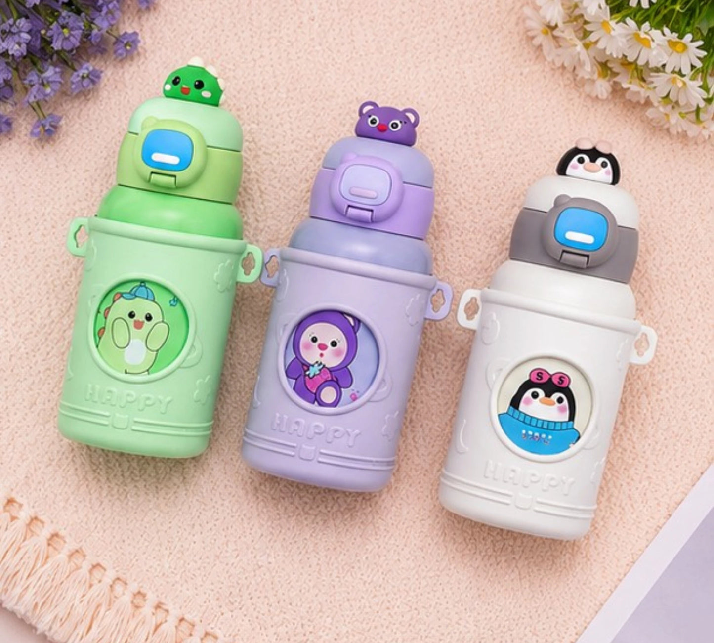 Cartoon Kids Straw Water Bottle