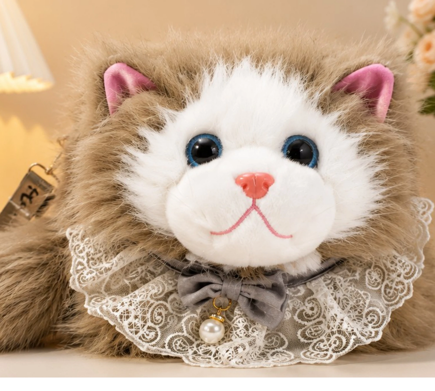 Cute Plush Cat Shoulder Bag for Girls | Soft Crossbody Handbag