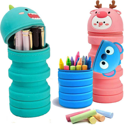 Spot HUNT Silicone Pencil Case for Kids - Pencil Pouch, Premium Animal Design Pencil Box silicone Art Plastic Pencil Box  (Set of 1, Multicolor)