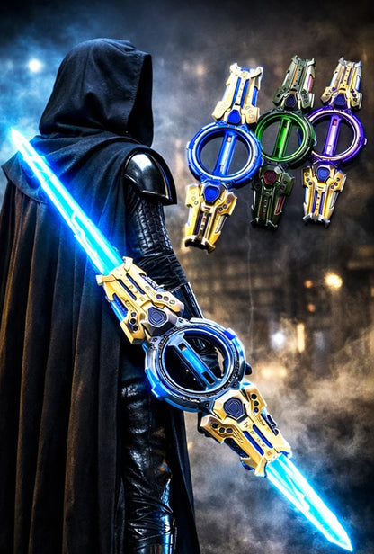 Piral Sword Double-Edged Lightsaber Toy – Rotating Wrist Launcher with LED Light & Sound Effects