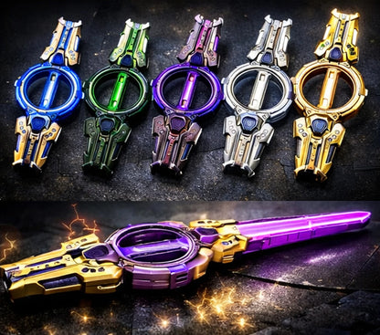 Piral Sword Double-Edged Lightsaber Toy – Rotating Wrist Launcher with LED Light & Sound Effects