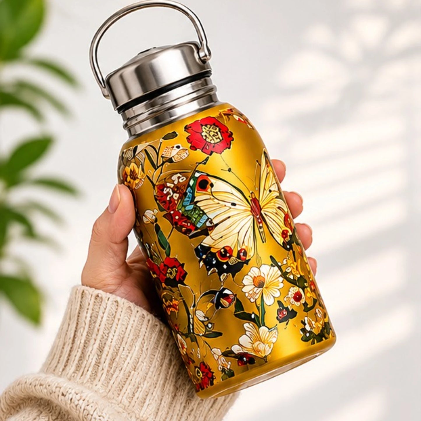 Premium Printed Stainless Steel Water Bottle with Handle