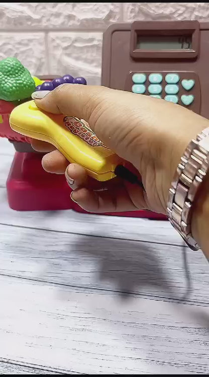 Kids Toys Cash Counter Hamburger Set Educational Pretend Play Toy Cash Register With Calculator,Light,Sound