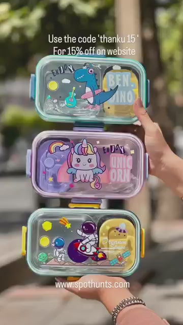 Spot hunt 710 ML Leak Proof Stainless Steel Lunch Box 2 Compartment Tiffin Box Adult Office Worker School Lunch Box