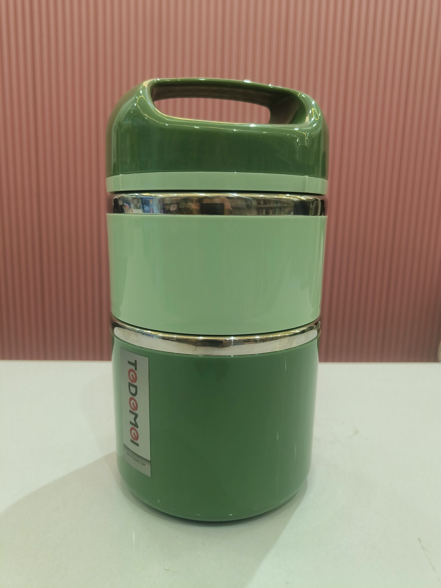 3-Tier Stainless Steel Insulated Lunch Box with Carry Handle - Stackable Tiffin Set (Teal/Navy)