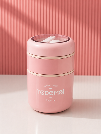 Tedmei lunch box 2 compartment | Stackable Insulated Tiffin with Handle