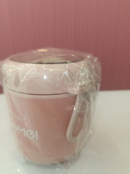 Pink Floral Print Insulated Lunch Box with Gift Tag - "Simple Joys, Warm Hearts" Stackable Tiffin Box