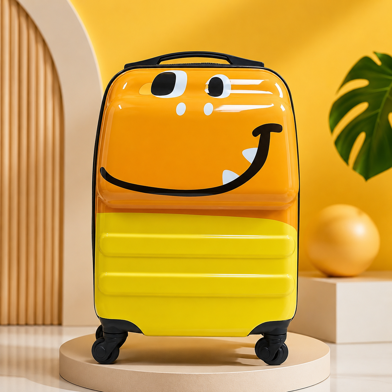 Kids Cartoon Hard Shell Trolley Suitcase with 360° Spinner Wheels | Lightweight Travel Luggage for Children