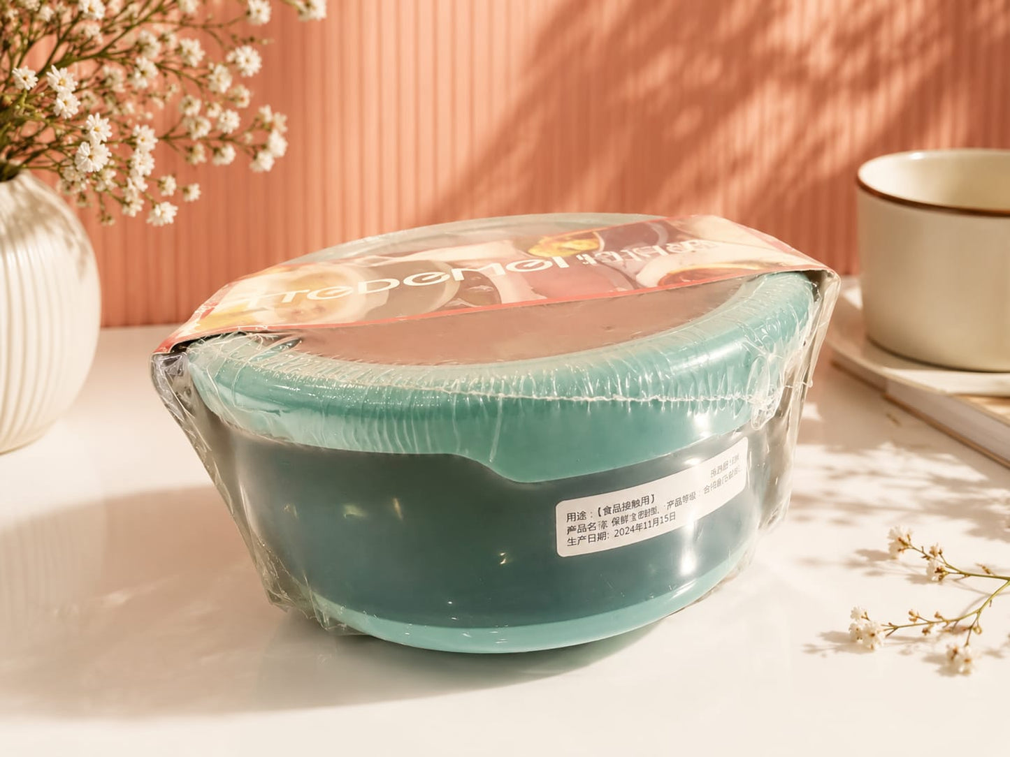 TEDEMEI Round Food Storage Bowl with Airtight Clear Lid – Fresh Keeping Container | Pink, Green & Blue