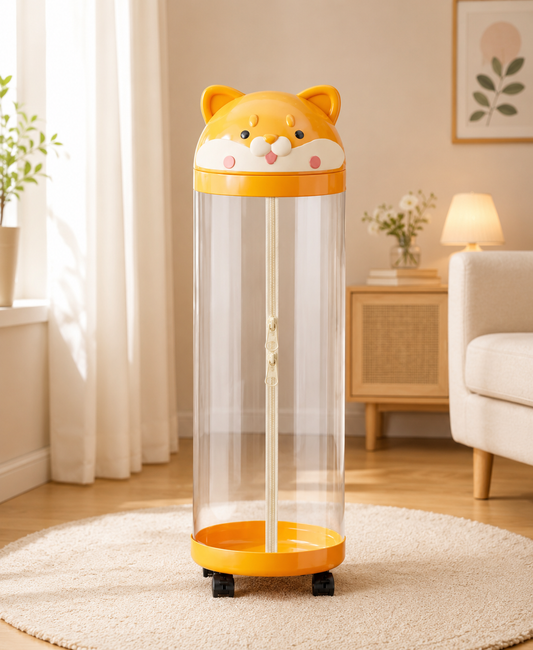 Large Capacity Plush Storage Box | Transparent Cylindrical Shape soft toy  Storage Bucket | soft toy storage , No Light Display