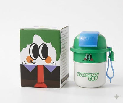 Cute Kids Everyday Cup with Lid & Carry Handle | Fun Cartoon Drinking Cup