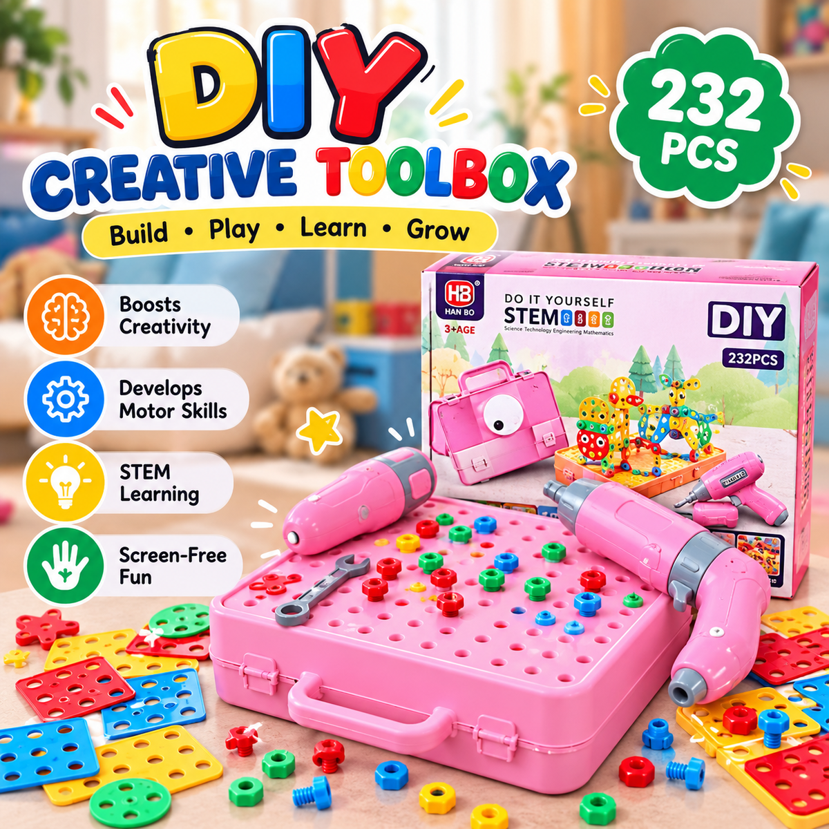 DIY  Electric Drill Screw Tool Set-Mosaic Puzzle
