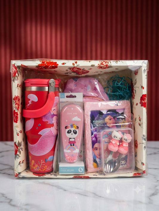 Premium Kids Return Gift Hamper Customized Birthday Gift Box Tumbler, Stationery & Toy Combo Ready-to-Gift Hamper for Boys & Girls