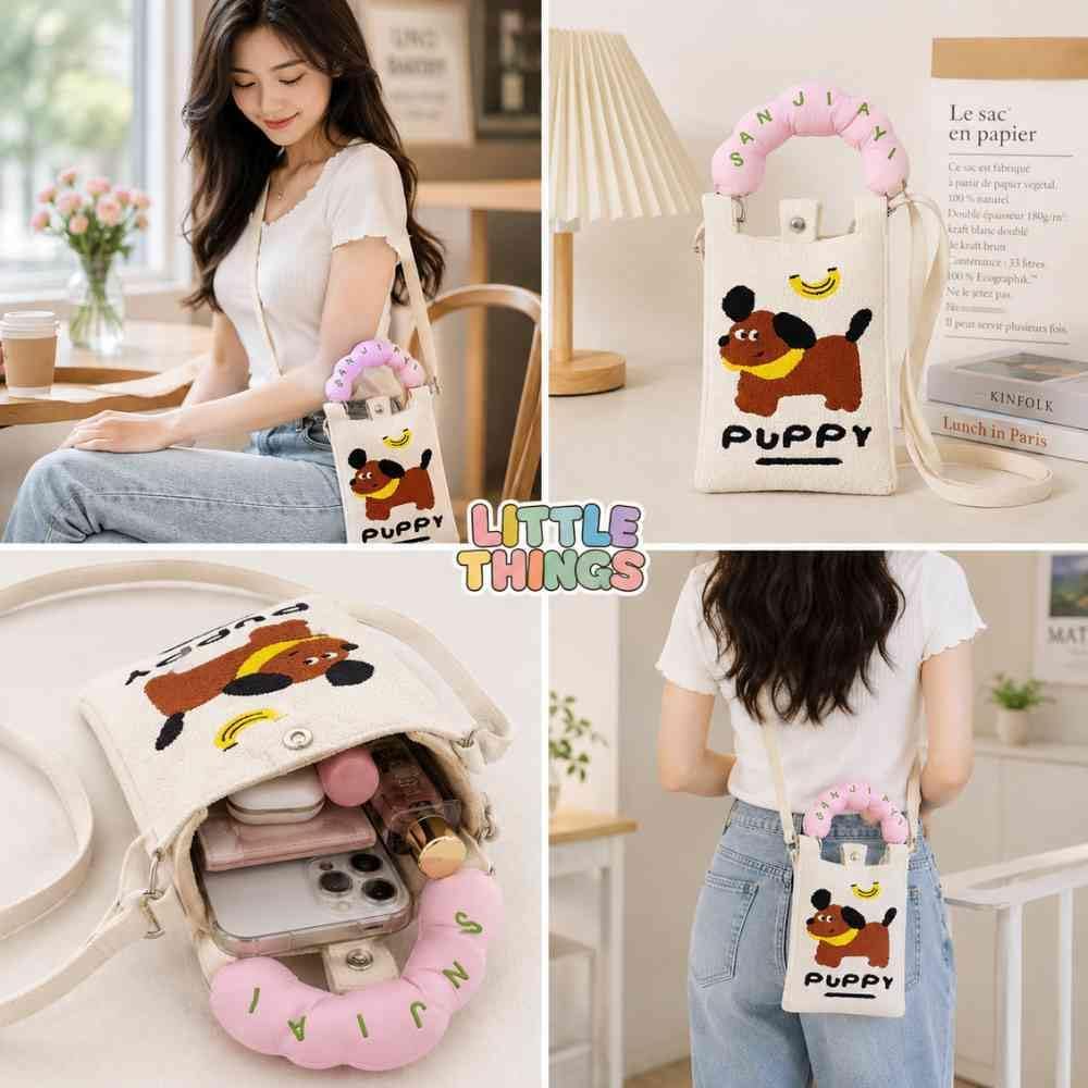 Cute Mini Crossbody Bag for Women & Girls | Phone Sling Purse with Adjustable Strap & Silicone Handle | Compact Shoulder Bag for Coins, Keys & Cosmetics | Bear