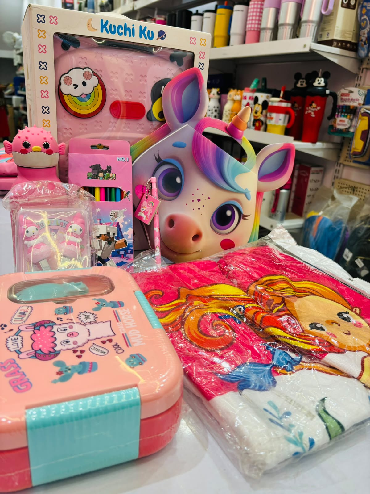Premium Unicorn & Character Stationery Gift Combo Set for Kids (Includes Bag, Pencil Box, Art Supplies & Lunch Box)