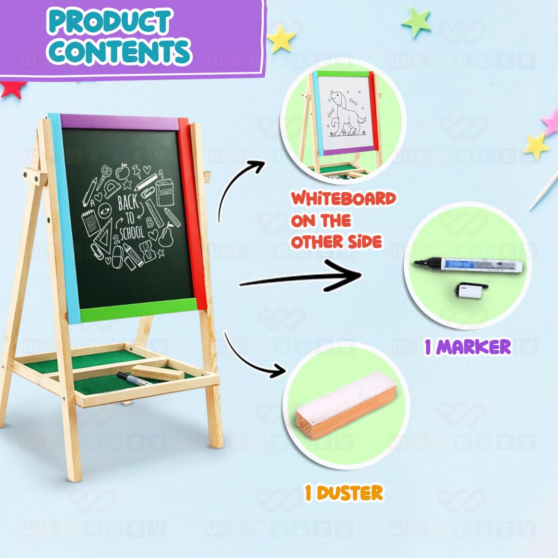Double-Sided Wooden Kids Standing Art Easel with Blackboard, Whiteboard, and Accessories Set 