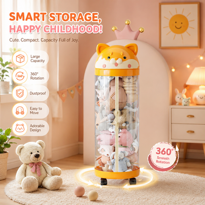 Large Capacity Plush Storage Box | Transparent Cylindrical Shape soft toy  Storage Bucket | soft toy storage , No Light Display