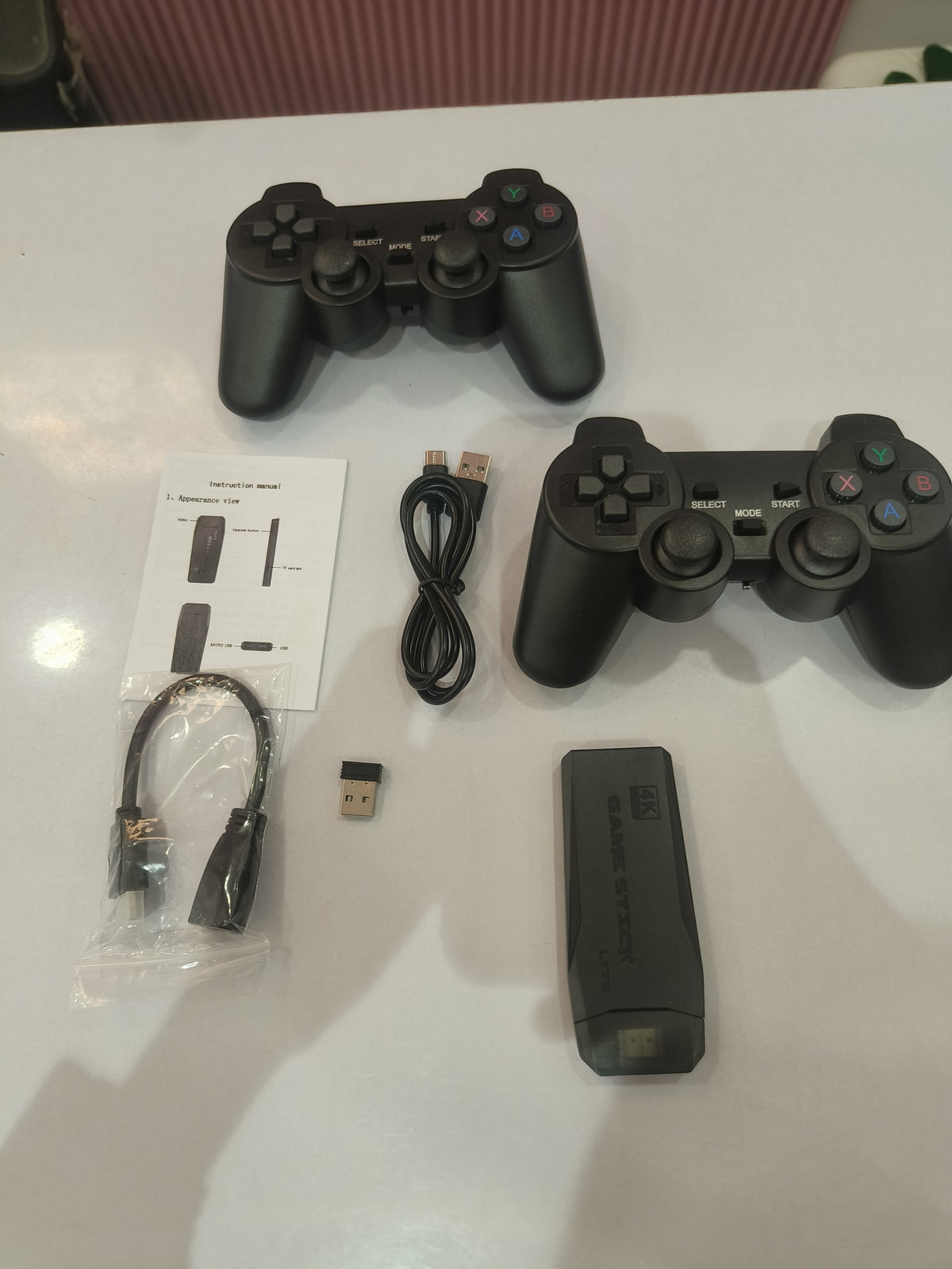 4K Ultra HD Game Stick with 2 Wireless Controllers, Double Player Support, Cable-Free Gaming