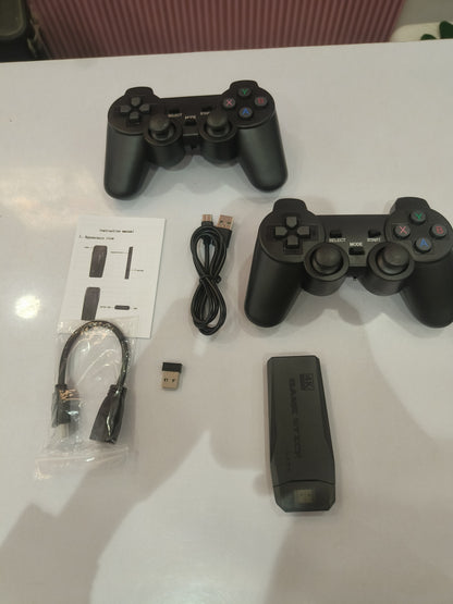 4K Ultra HD Game Stick with 2 Wireless Controllers, Double Player Support, Cable-Free Gaming